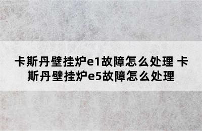 卡斯丹壁挂炉e1故障怎么处理 卡斯丹壁挂炉e5故障怎么处理